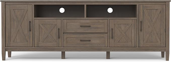 SIMPLIHOME Ela SOLID WOOD 72 inch Wide Transitional TV Media Stand in Smoky - Image 5