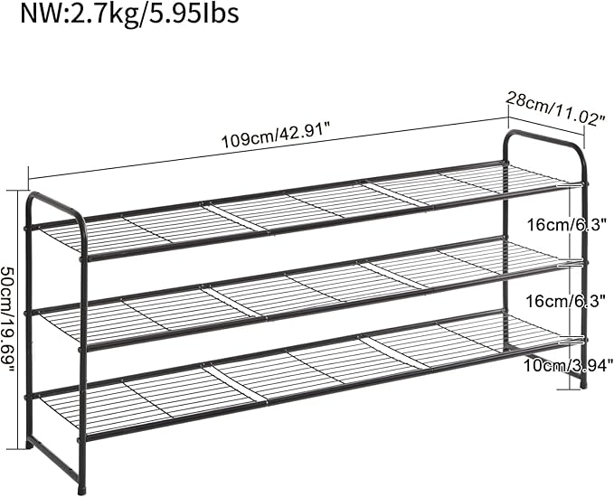 YMYNY Freestanding Shoe Racks, 3 Tiers Stackable & Adjustable Shoe Storage Shelf - Image 3