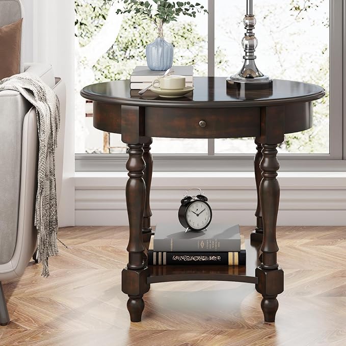 LEEMTORIG Oval Round End Table - Image 4
