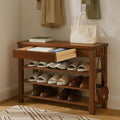 Wood Shoe Bench Entryway with Drawer: 3-Tiers Wooden Storage Shoe Rack with by Unknown