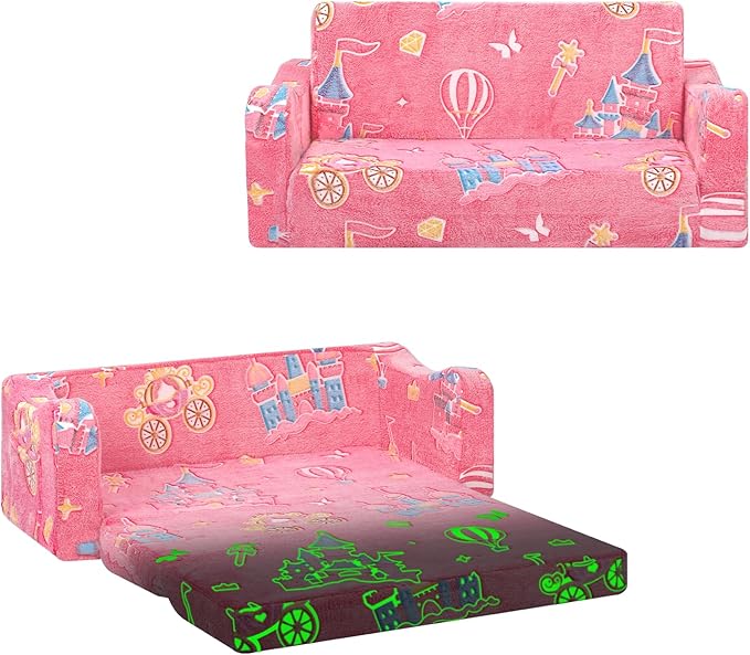 Kids Couch Extra Large, Glow in The Dark 2-in-1 Folding Kids Sofa Bed by Unknown