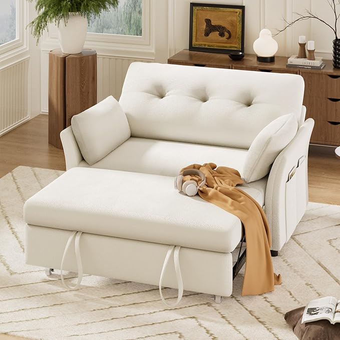 Vipbear 3-in-1 Chenille Convertible Sofa Bed, Pull Out Sleeper Sofa - Image 3