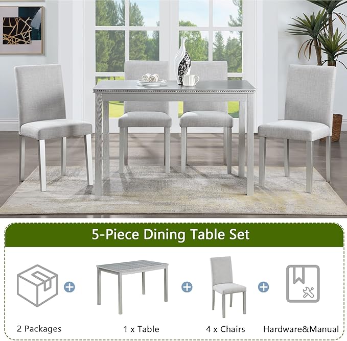 Ball & Cast 5 Piece Dining Table Set, Kitchen Table Set - Image 5