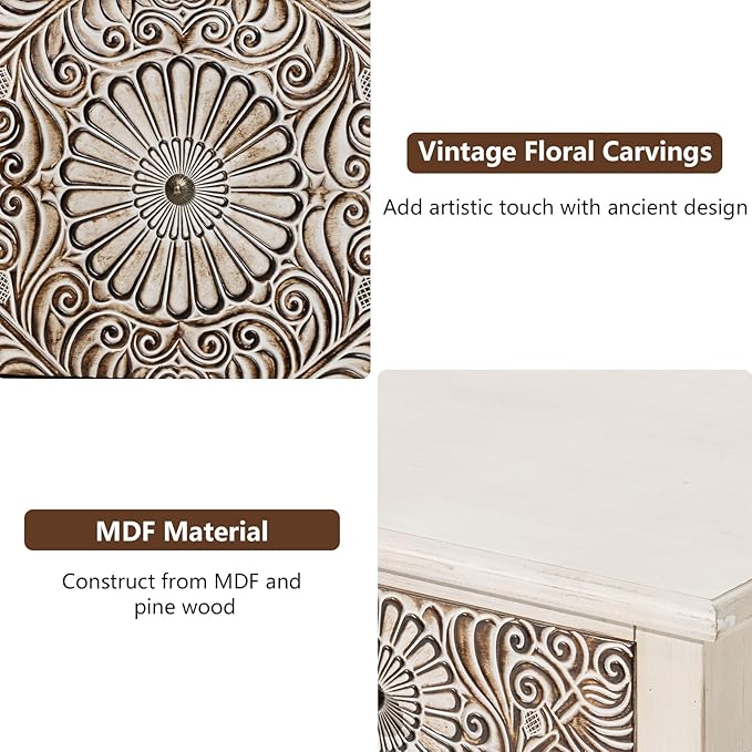 COSIEST 2 Drawers Accent Dresser, Vintage Small Accent Chest - Image 7