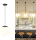 LMS 10 Inch Globe Pendant Lights, Matte Black Mid Century Kitchen Island Light by LMS