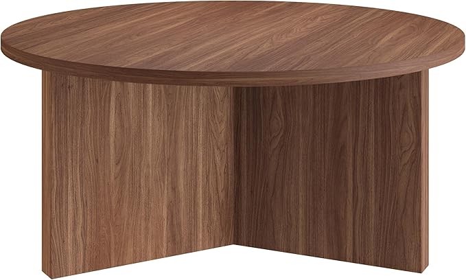 Henn&Hart 36" Round Wood Pedestal Coffee Table - Image 3