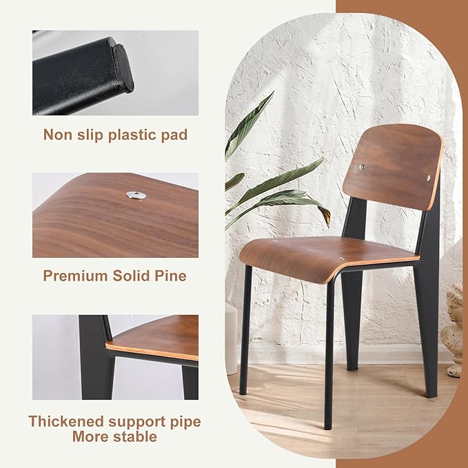 LOKKHAN Dining Chairs, Vintage Wood Metal Home Kitchen Breakfast Cafe Chairs - Image 5