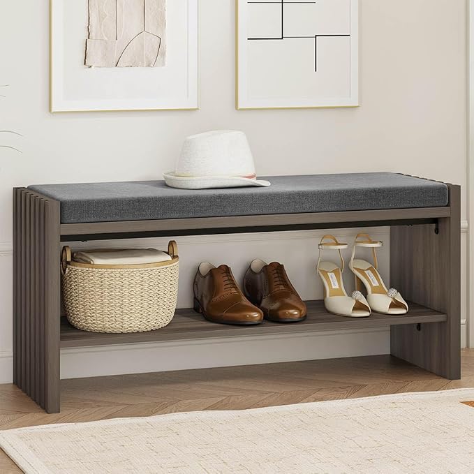 BON AUGURE Shoe Storage Bench, Entryway Bench by BONAUGURE