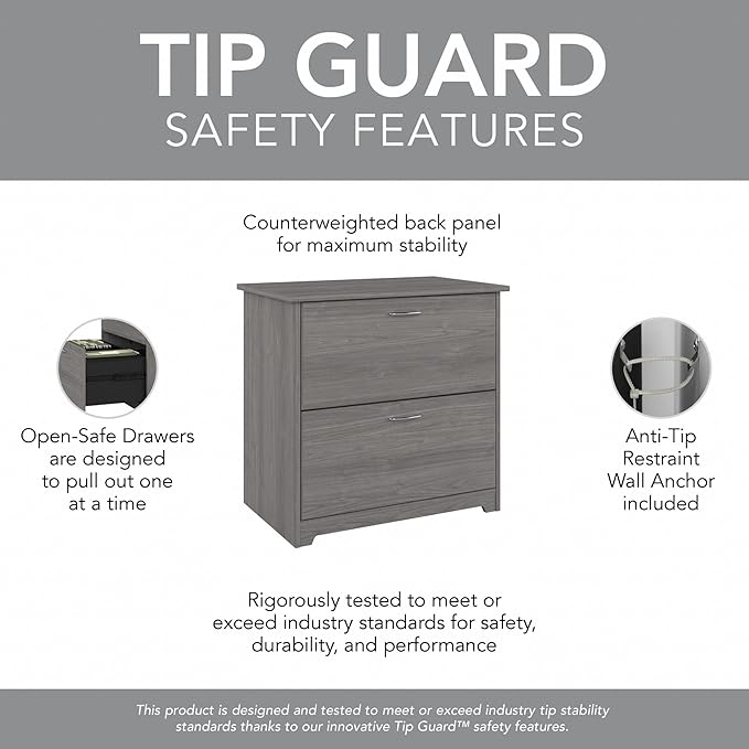 Bush Furniture Cabot 2 Drawer Lateral File Cabinet in Modern Gray, Home Office - Image 7
