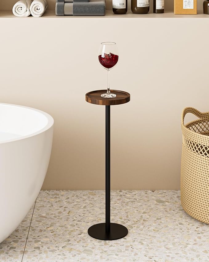 Drink Table, Small Pedestal Side Table, Round Cocktail Table, Circle Accent End - Image 2