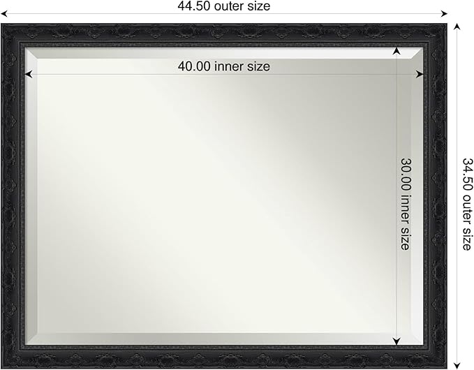 Amanti Art Bathroom Mirror for Over Sink, 35x45 Filigree Gloss Black Rectangle - Image 3