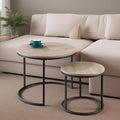 CENSI 24" Round Nesting Table, Accent Coffee Table, French Oak Grey Wood Finish by CENSIFURNITURE