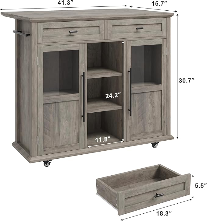 Mobile Modern Storage Island, Rolling Kitchen Island - Image 2
