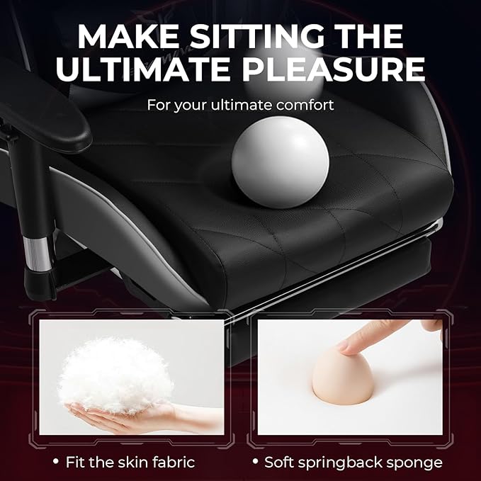 Gaming Chair with 3D Adjustable Armrests, Cow Print Design, Ergonomic Office - Image 7