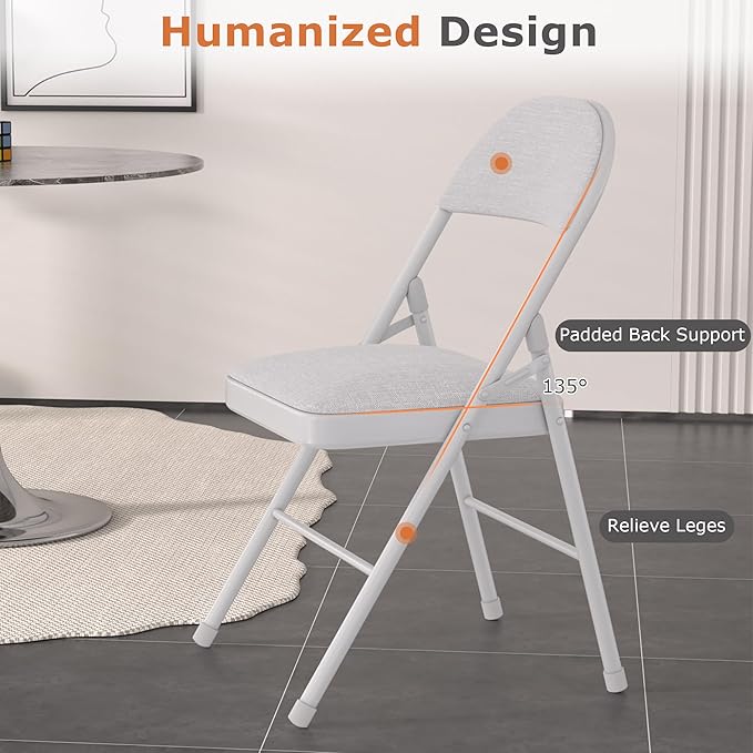 VECELO Padded Folding Chairs 4 Pack, Comfortable Cushioned Seat & Backrest - Image 4