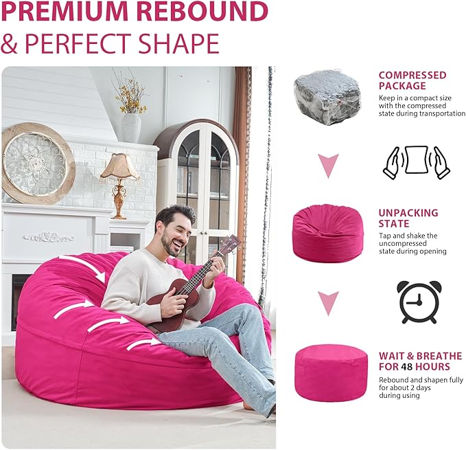 5FT Bean Bag Chair, Large Bean Bag Chairs - Image 6