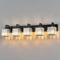 Modern Bathroom Vanity Light 5-Lights Plating Black Vanity Light Crystal Wall by FDPBY
