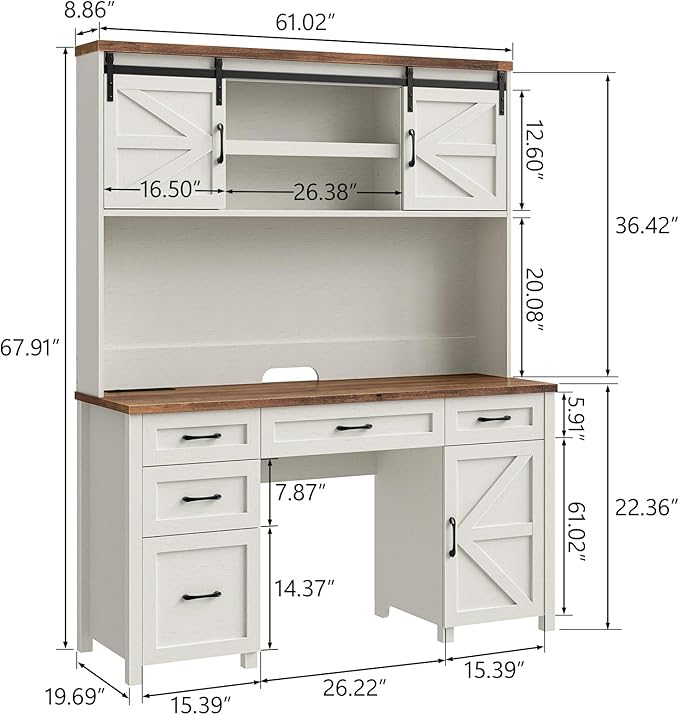 67''H Farmhouse Executive Desk - Image 2
