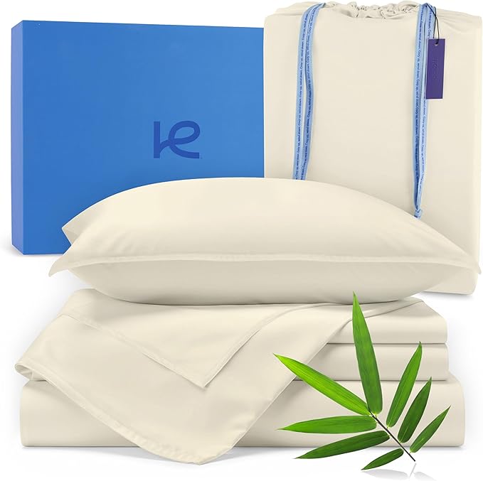 Kickoff Viscose Bamboo Sheets Twin XL Size 3-pc 100% Organic Bamboo Viscose Bed by KickoffHome