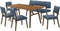 Armen Living Channell Mid Century Modern 6 Piece Walnut Wood Dining Table Set by ArmenLiving