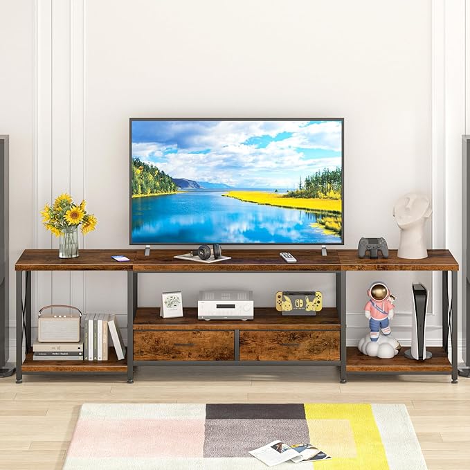 TV Stand with Fabric Drawers for 80 85 Inches TV - Image 5