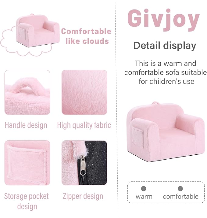 Toddler Chair Plush Kids Couch, Comfy Kids Sofa Toddler Lounger Chair - Image 5