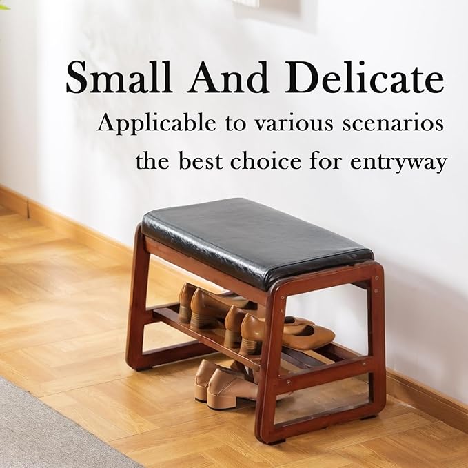 latifolia Solid Wood Bench, Entryway Shoe Bench - Image 4