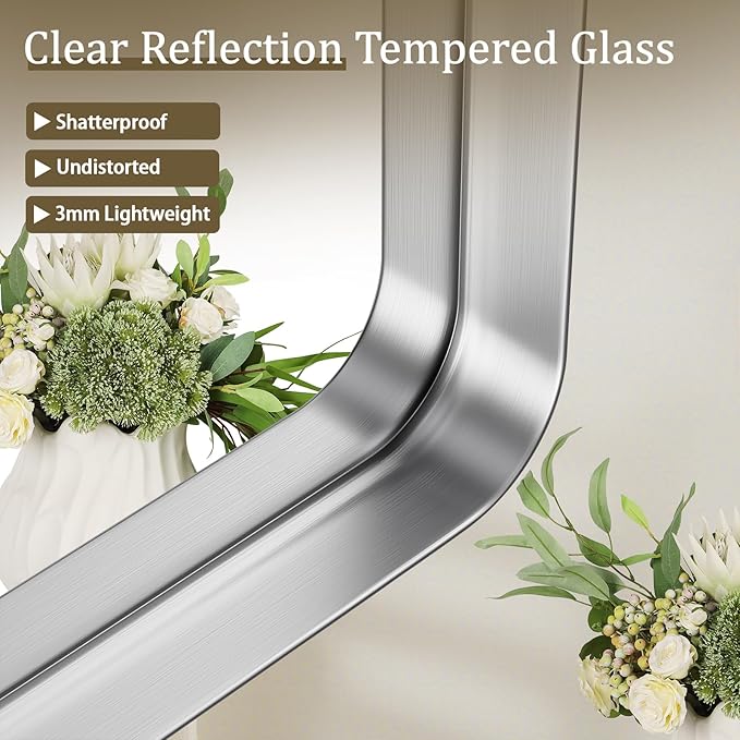 Bathroom Mirror 20x30 inch, Modern Round Corner Bathroom Vanity Mirror - Image 2