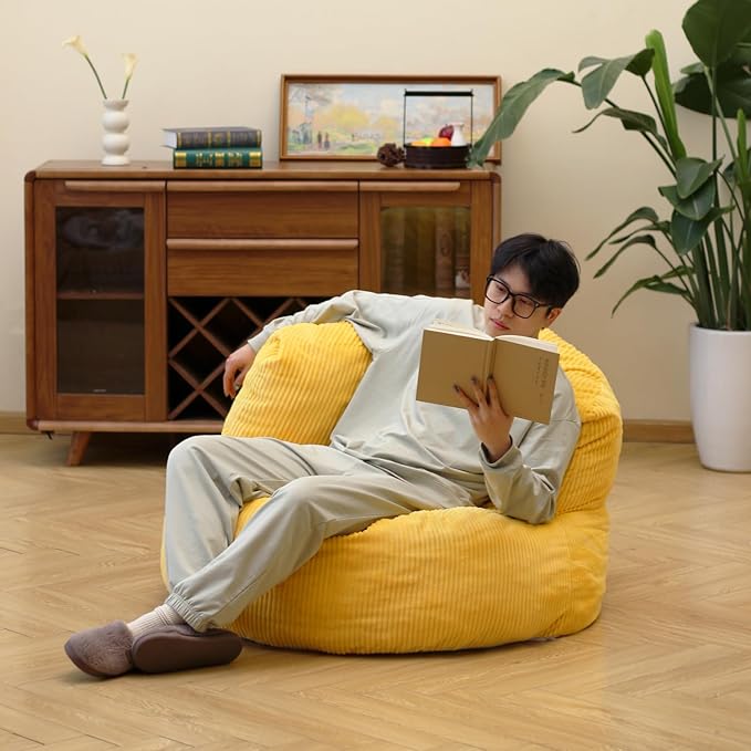 N&V Large Crescent Bean Bag Chair, Adult Size Bean Bag Sack, Foam Filling - Image 4