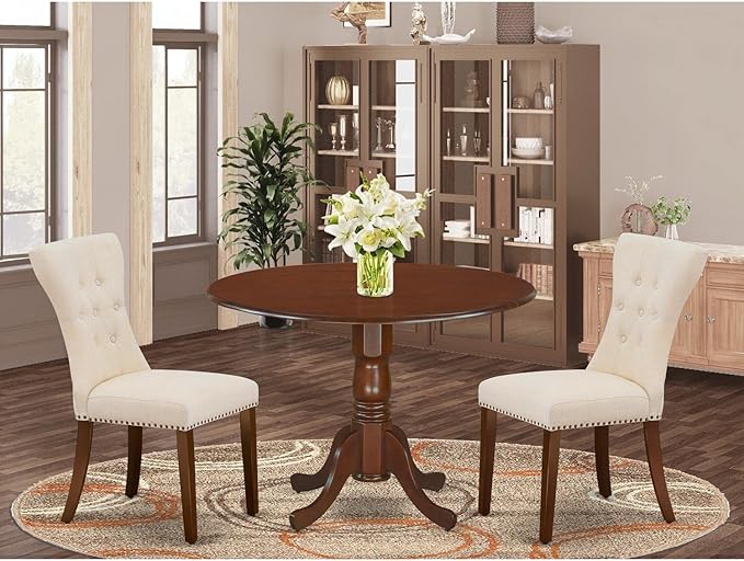 East West Furniture DLGA3-MAH-32 3 Piece Modern Dining Table Set Contains a - Image 7