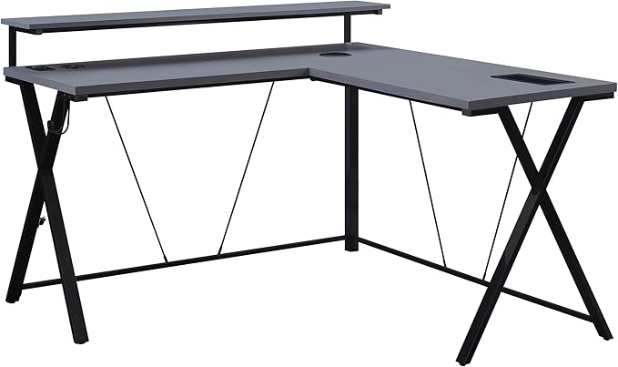 OSP Home Furnishings Checkpoint Battlestation L Shaped Gaming Desk by OSPHomeFurnishings