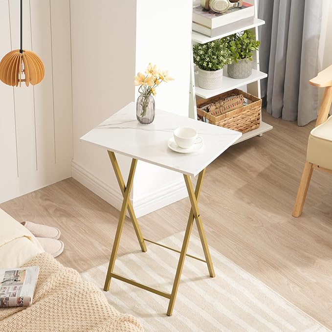 HOOBRO Folding TV Tray Tables, Industrial Side Table - Image 5