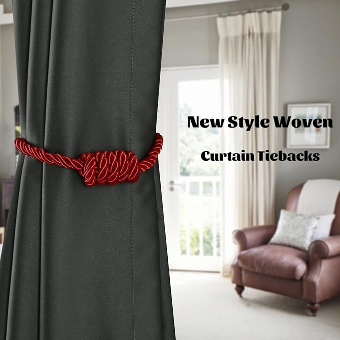 BEL AVENIR Magnetic Curtain Tiebacks, Decorative Drapery Holdbacks Modern Woven - Image 6