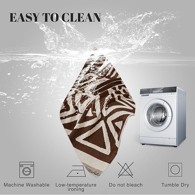 HANDONTIME Chocolate Boho Couch Cover Reversible Sofa Covers - Image 5