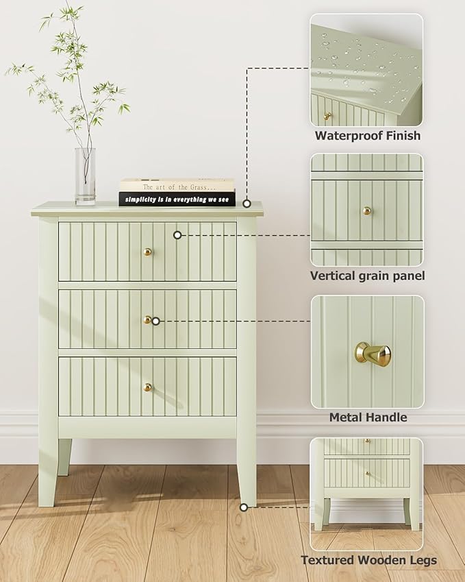 Fluted Nightstand, Farmhouse Night Stand - Image 5