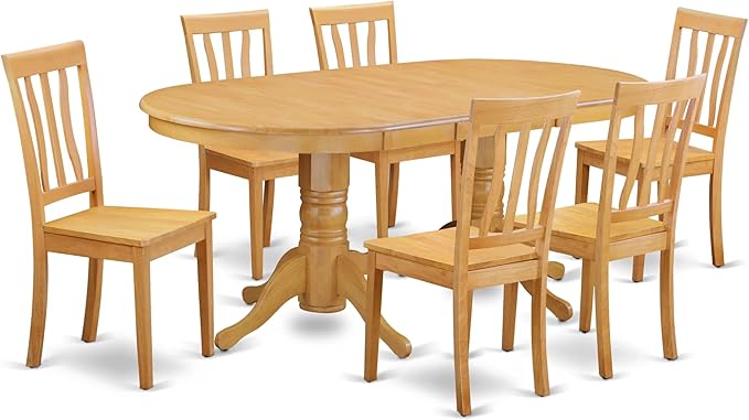 East West Furniture VAAN7-OAK-W 7 Piece Kitchen Table & Chairs Set Consist of by EastWestFurniture