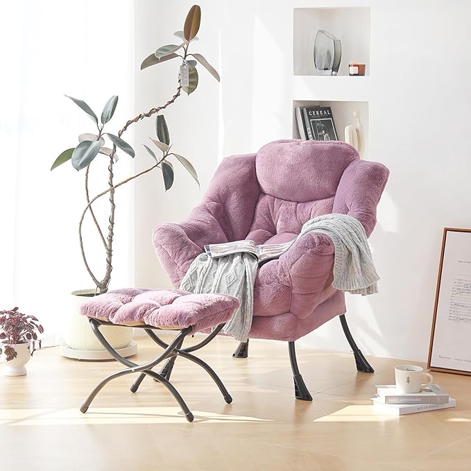 Plush Lazy Chair and Ottoman, Large Contemporary Accent Lounge Chair - Image 2