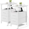 Vagusicc End Table with Charging Station Set of 2, Narrow Side Table, 23.8'' by Vagusicc