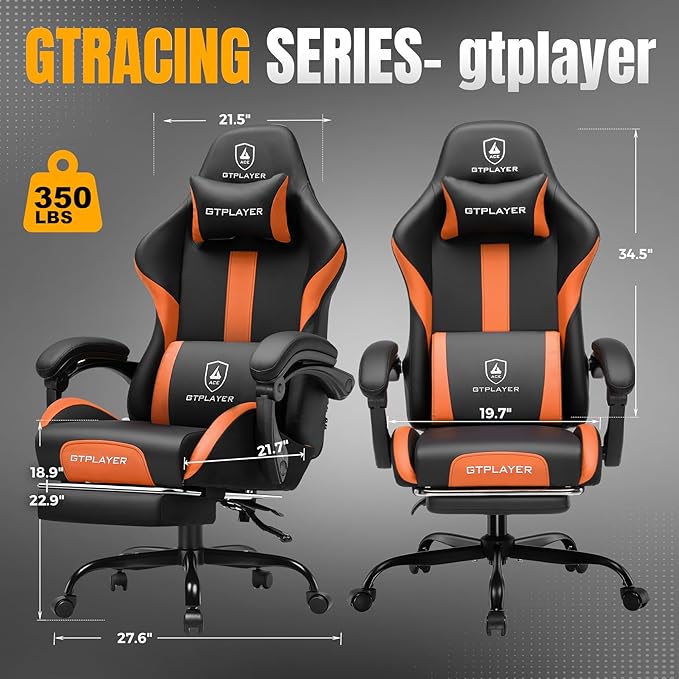 GTRACING Gaming Chair with Foot Rest & Pocket Spring Cushion, Ergonomic High - Image 3