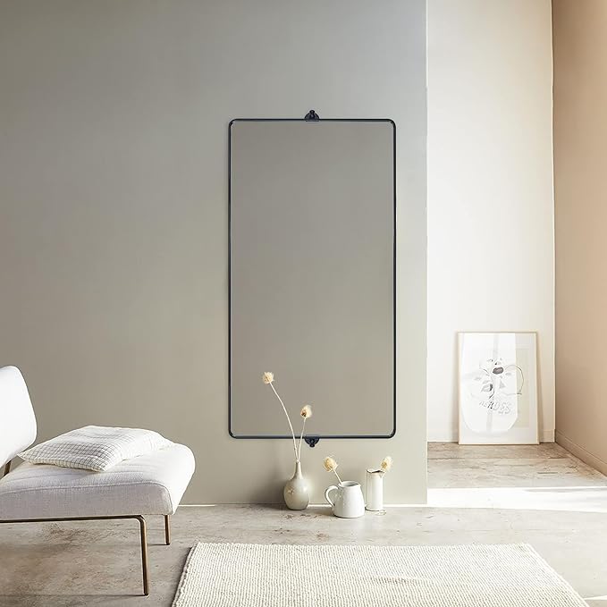 TEHOME 58 x 28'' Pivot Full Length Bathroom Vanity Mirror Matt Black Metal - Image 3
