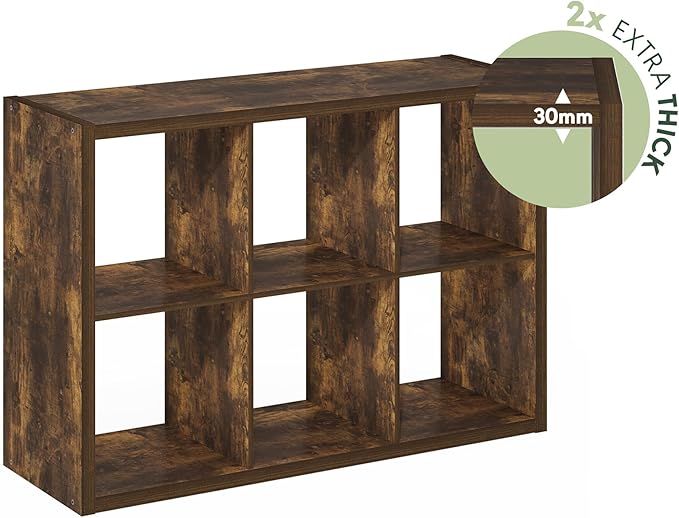 Furinno Cubicle Open Back Decorative Cube Storage Organizer, Amber Pine - Image 5
