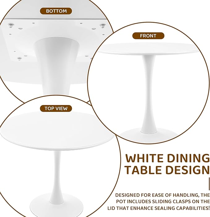 Round White Dining Table Modern Kitchen Table - Image 7