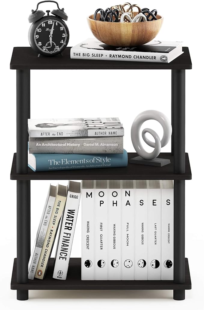 Furinno Turn-N-Tube No Tool 3-Tier Storage Shelf, Espresso/Black - Image 3
