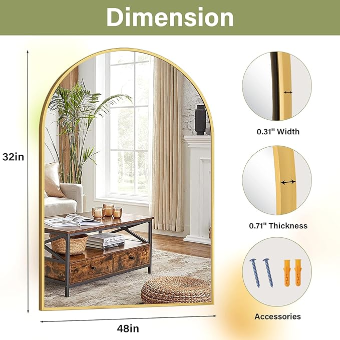 32"x48" Arched Bathroom Mirror - Image 6
