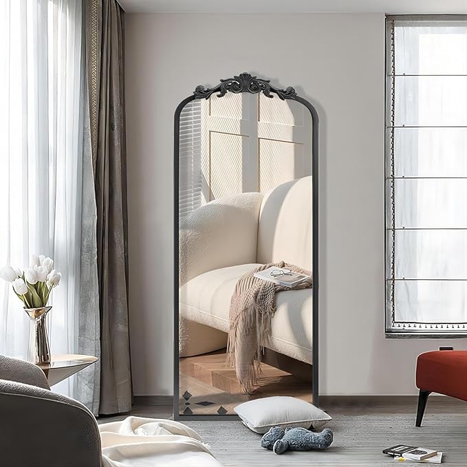 AIXI HOME Arched Black Antique Full Length Wall Mirror 22"x65", Arendahl - Image 2