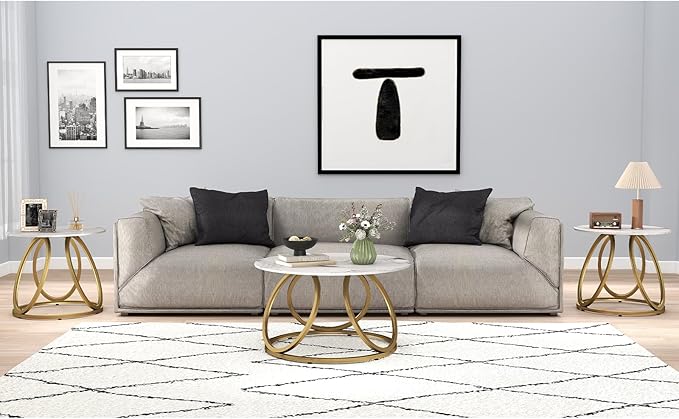 OIOG Round Coffee Table for Living Room, Modern Coffee Table - Image 8
