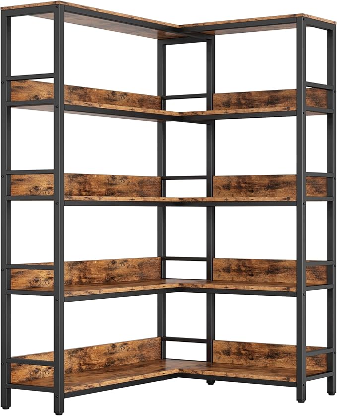 IRONCK Industrial Bookshelves 5 Tiers Corner Bookcases by IRONCK