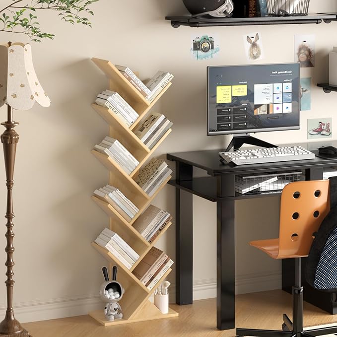 10 Tier Tree Book Shelf, Floor Standing Wood Bookshelf - Image 6