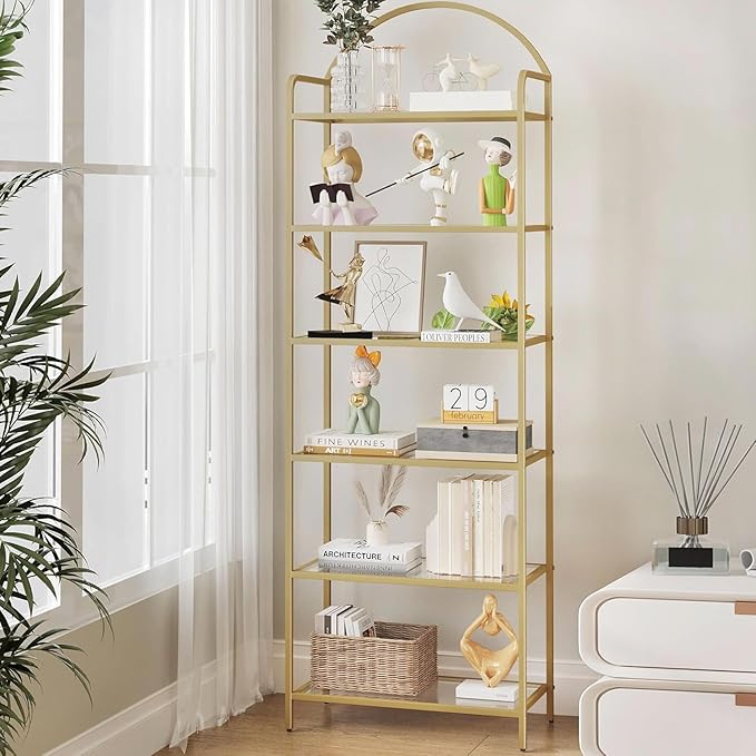 Bookcase Bookshelf, Tempered Glass Bookshelves, Slim Shelving Unit by Hzuaneri