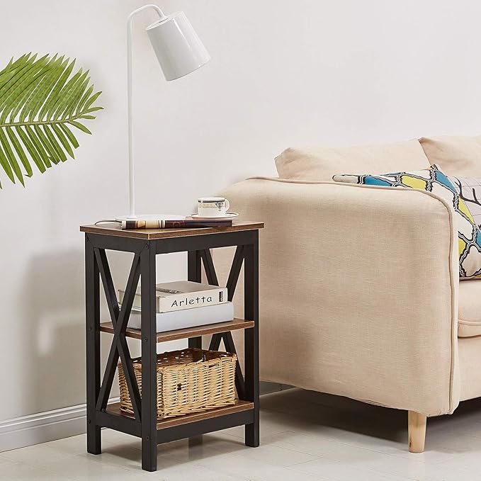 VECELO Modern Night Stand/Sofa Side/End Storage Shelf X-Design Versatile - Image 4